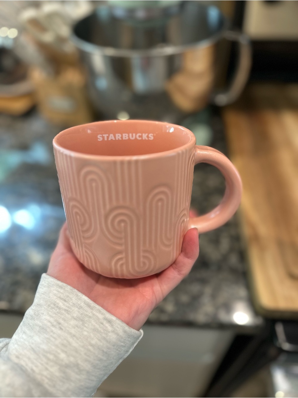 Starbucks 2024 Blush Pink Pearlescent Wave Pattern Ceramic Mug